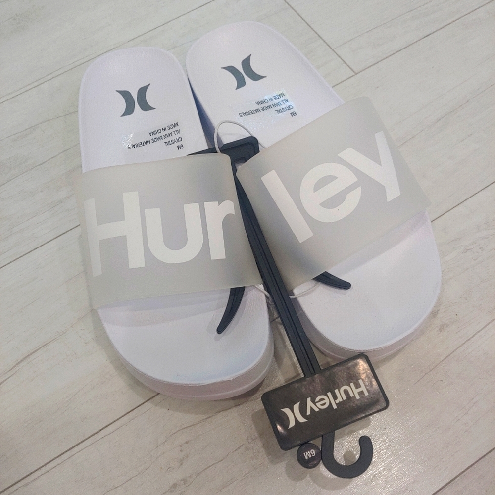 HURLEY NEW Women's Jelly Crystal Clear Platform Logo Slides